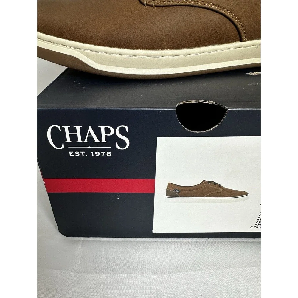 Chaps Men’s Matt Derby Shoes 9.5 TAN Casual  Lace Up Memory Foam